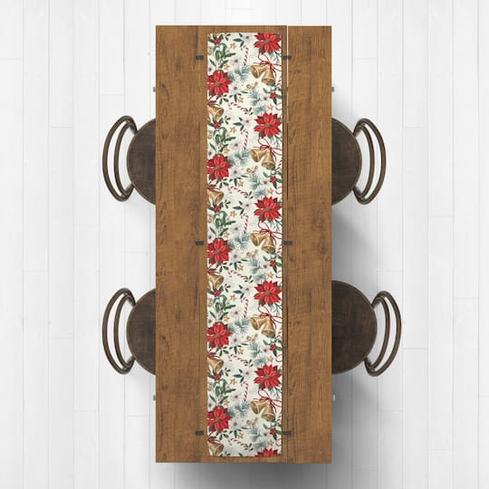 Poinsettia Floral Poly Twill Table Runner